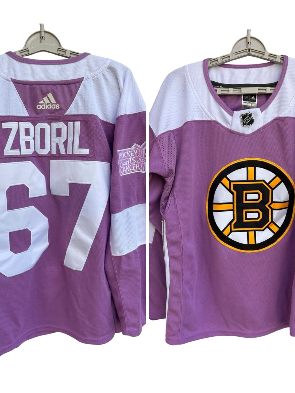 Boston Bruins Jakub Zboril Adidas Hockey Fights Cancer Jersey Men's Medium EUC